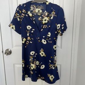 Vintage UO Blue Floral Shirt dress